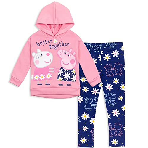 Peppa Pig Girls Pullover Fleece Hoodie and Leggings Outfit Set Toddler to Big Kid