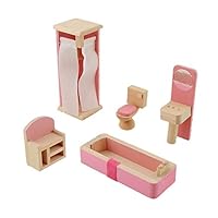 Dreams-Mall Wooden Doll House Furniture Set Toy for Baby Kids - Bathroom