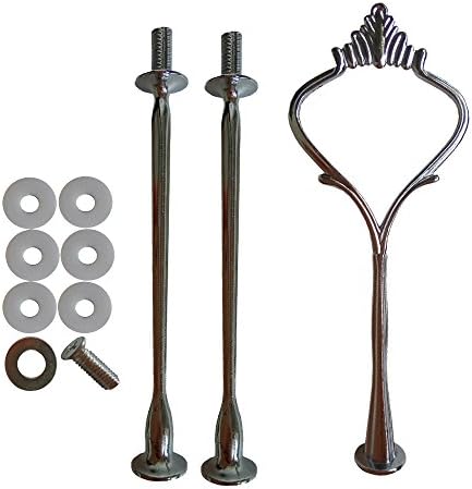 Xinlink 3-Tier Wedding Cake Stand Handle Party Desert Cupcake Fruit Plate Fitting Hardware Rod Centre Holder Silver