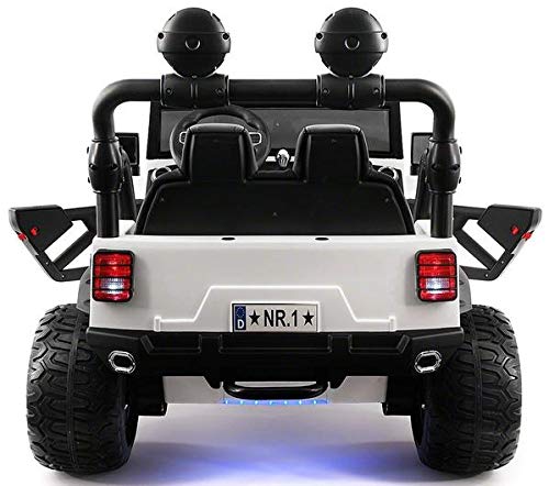 2020 Two (2) Seater Ride On Kids Car Truck w/ Remote | Large 12V Battery Licensed Kid Car to Drive 3 Speeds, Leather Seats, MP3 Music by Bluetooth, FM Radio, Rubber Tires