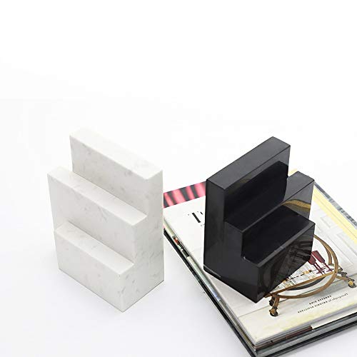 MQW Modern Simple Black and White Staircase Marble Bookend Magazine Shelf Living Room Bedroom Hotel Cafe Bookstore Desktop Decoration 25 7.5 13CM Delicate and Beautiful