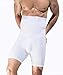 QUAFORT Men Tummy Control Shorts High Waist Slimming Shapewear Body Shaper Leg Underwear Briefs White