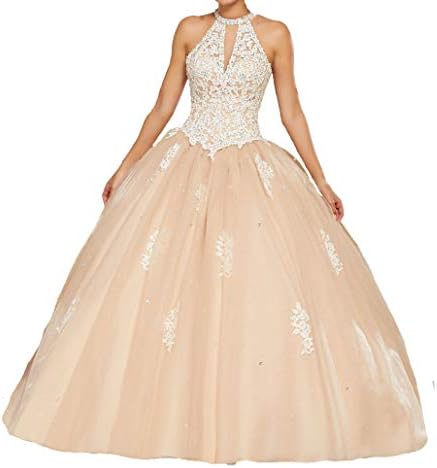 HuaMao Women's Appliques Lady Beaded Prom Sweet 16 Quinceanera Dresses