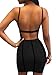 TOB Women's Sexy Bodycon Spaghetti Strap Sleeveless Patchwork Mini Club Dress Black