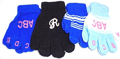 4 Pairs Magic Gloves for Infant Boys and Toddlers Ages 1-4 Years One Monogram