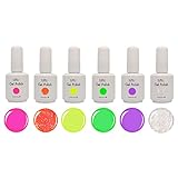 BMC 6pc Color Gel Nail Art Polish UV LED Light Manicure Collection Set - NEONS, Stuck On You Like Gelly Collection