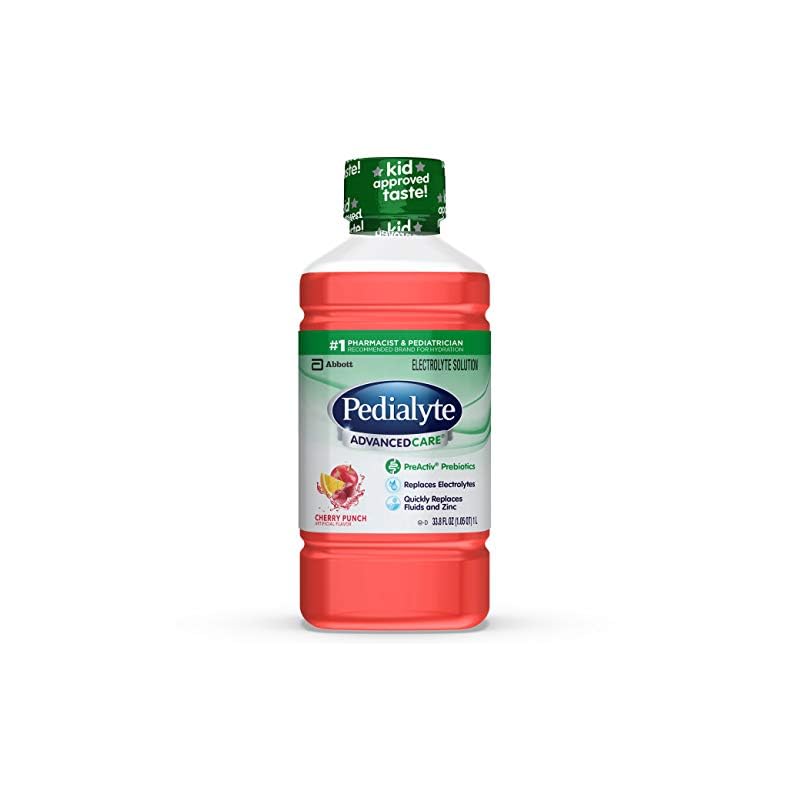 Pedialyte Advanced Care Electrolyte Solution, 1 Liter, 8 Count, with PreActiv Prebiotics, Hydration Drink, Cherry Punch… Pedialyte Advanced Care Electrolyte Solution, 1 Liter, 8 Count, with PreActiv Prebiotics, Hydration Drink, Cherry Punch…