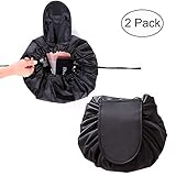 TANTO Lazy Makeup Bag Drawstring Cosmetic Bag Portable Quick Pack Travel Makeup Pouch Case Multifunctional Waterproof Toiletry Bags Makeup Brushes Storage Organizer Perfect for Women Girls (2 Pack)