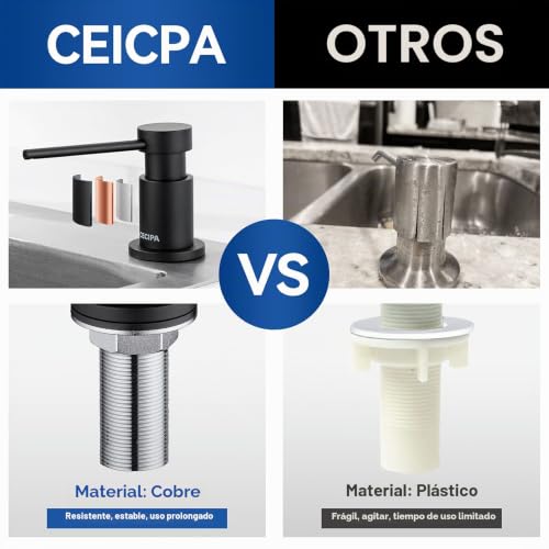 CEICPA Kitchen Soap Dispenser with 500 ml Bottle and 1.2 m Extension Hose, 360° Swivel Pump, Black