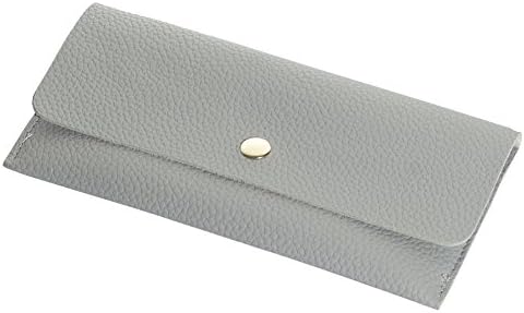 CKLT Women's Einfach Soft PU Leather Rivet Retro Personalized Snap Closure Solid Color Ultrathin Clutch Wallet Ladies Purse (Light grey)