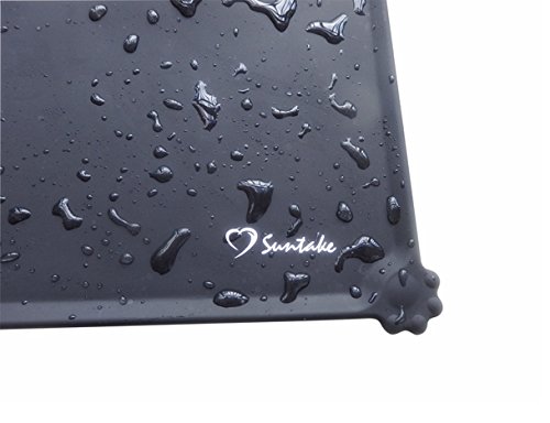 Suntake 2Packs Dog Food Mats, Silicone Dog Cat Bowl Mat Non Stick Pet Food Water Feeding Mats Placemat Cushion (Black)