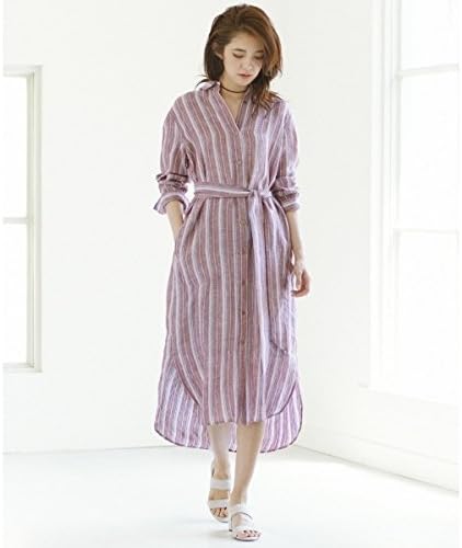 Amazon 23区 Nijyusanku 18夏の一部店舗限定 Libeco Linen シャツワンピース ライラック系2 36 ワンピース チュニック 通販
