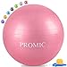 PROMIC Exercise Ball (65 cm) with Foot Pump, Professional Grade Anti Burst & Slip Resistant Stability Balance Yoga Ball for Yoga, Workout, Cardio Drumming, Classroom, Work Ball Chair (Pink)