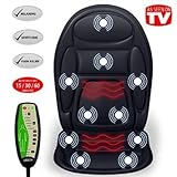 Gideon™ Seat Cushion Vibrating Massager for Back, Shoulder and Thighs with Heat Therapy / Massage, Relax, Sooth and Relieve Thigh, Shoulder and Back Pain (Black)) (Health and Beauty)