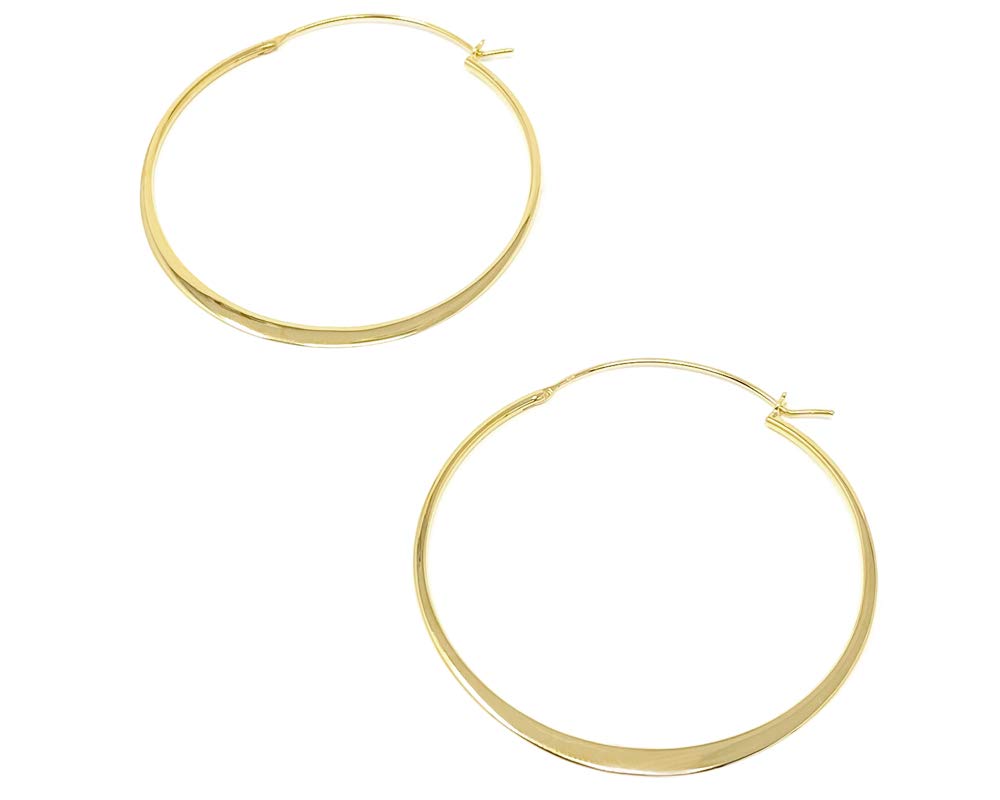 Womens Large Hoop Earrings in Gift Box Diameter 5 cm Simple and Elegant (Gold)