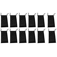 Eyeglasses Pouches Cleaning Case Bag Black 12, 24,96, 2400 PCS (/12 Pouches Black)