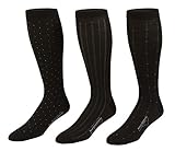 Boardroom Socks Men's Dress Socks Pinstripe & Polka Dot 3 Pack Over the Calf