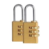 2PCS Brass Resettable Combination Padlock, Suitcase Luggage Backpack Baggage Locker Coded Lock Password Padlock 3-Digit Lock (2pcs)