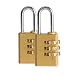 2PCS Brass Resettable Combination Padlock, Suitcase Luggage Backpack Baggage Locker Coded Lock Password Padlock 3-Digit Lock (2pcs) primary