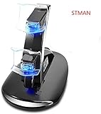 PS4 Controller Charger,STMAN Playstation 4/PS4 Pro/PS4 Slim Controller Charger Charging Docking Station Stand.Dual USB Fast Charging Station&LED Indicator for Sony PS4 Controller
