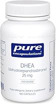 Pure Encapsulations - DHEA (Dehydroepiandrosterone) 25 mg - Micronized Hypoallergenic Supplement - 180 Capsules
