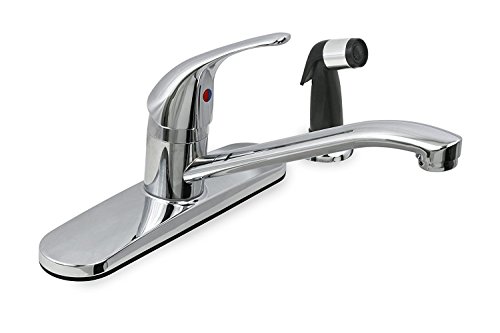 EverFlow 17382 Brass Single Lever Handle Kitchen Faucet with Side Spray Polished Chrome