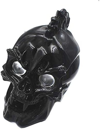 Motorcycle Silver/Black Skull Head Light Headlight Lamp LED For Harley Honda Yamaha Suzuki Chopper Bobber Custom (black)