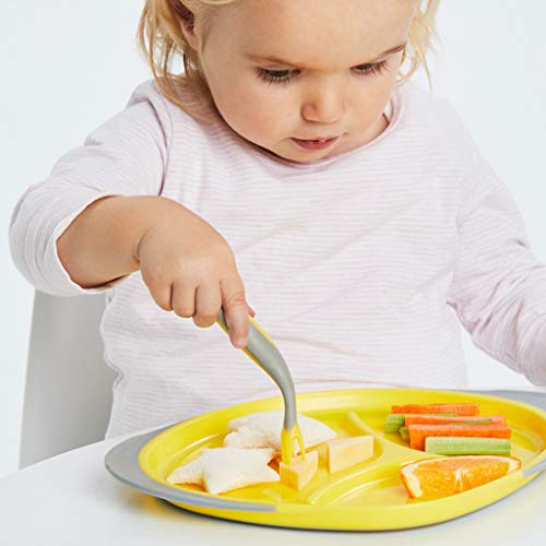 b.box Toddler Easy Grip Cutlery Set with Case, Lemon Sherbet, Includes 1 Spoon and 1 Fork, BPA-Free, Phthalates & PVC Free, Dishwasher Safe