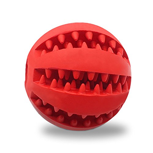 Pet Toy Ball for Dogs, Bite Resistant Soft Rubber Bouncy Ball Treat Ball Dog Toys, Tooth Cleaning Dog Chew Toy (Red) - Thumbnail 7