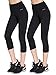 Aenlley Women's Activewear Yoga Pants High Rise Slim Fit Tights Cropped Capris Color Black of 2 Size M