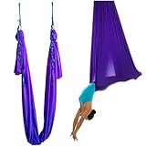 Wellsem®5.5 Yards(5m/set) Elastic Pilates Yoga Swing Aerial Yoga Hammock with Carabiner&daisy Chain