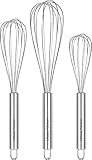 Stainless Steel Whisk Set - Wire Whisk - Balloon Whisk Set - Egg Frother, Milk & Egg Beater - Kitchen Utensils for Blending, Whisking, Beating & Stirring - Set of 3 - by Utopia Kitchen