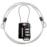 TSA Approved Cable Luggage Locks plus Bonus 4 Foot Steel Cable Lumintrail Combination Travel Security Lock - 1 Pack, Black