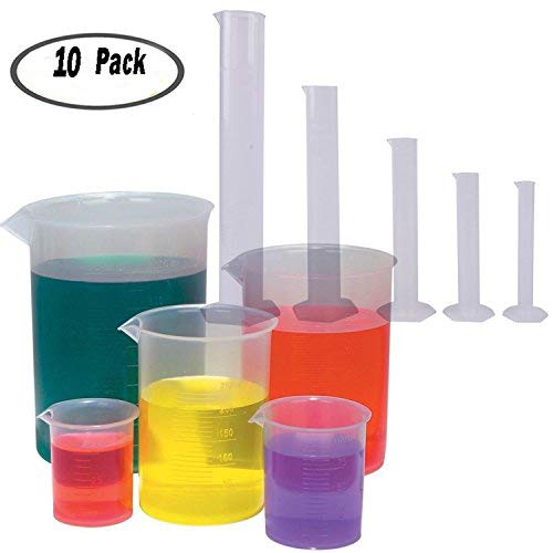 5 Sizes Clear Plastic Graduated Cylinders (10 25 50 100 250ml) 5 Pack Plastic Beakers Set- 50, 100, 250, 500, 1000ML - Thumbnail 7