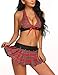 wearella Women Sexy Schoolgirl Costume Lingerie Set Halter Bra Top and Mini Skirt Outfits Wine Red L