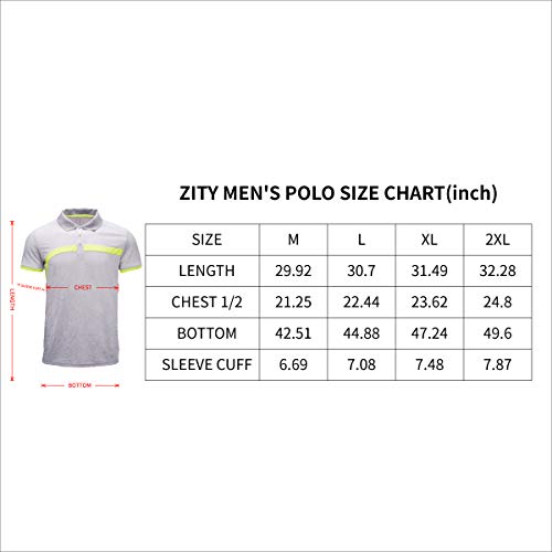 ZITY Men's Polo Shirt Lightweight Cool Dri-Fit Sweat-Wicking Color Block Short Sleeve Sports Golf Tennis T-Shirt BlackGrey&Orange-L