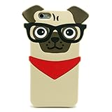 Iphone 6 6s Case, Hot Stylish 3D Cute Cartoon Hipster Pug Dog Silicone Case for Iphone 6 6s 4.7