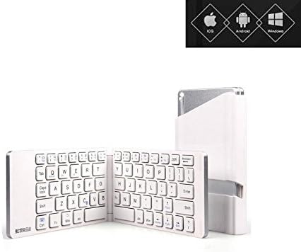 BOW Folding-Slim-Bluetooth-Keyboard with Holder, Folding Foldable Wireless Bluetooth Keyboard for Apple iPhone / iPad, Google Nexus, Samsung Galaxy, Android Tablets, 66 Keys, White Color