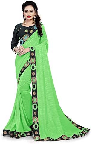 Pramukh Suppliers Women's Georgette Embroidered Saree