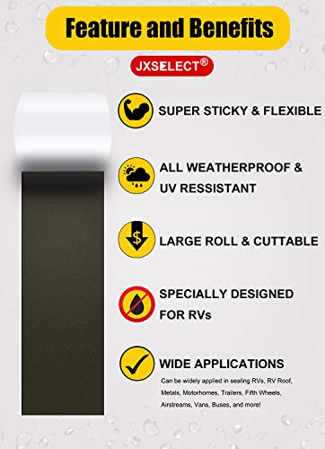 JXSELECT RV Sealant Tape, 4" x 50' RV Roof Repair Tape White RV Seal Tape - UV Resistant & Weatherproof RV Roof Tape to Repair Leaks and Seal Roof Openings,Roof Seams,Window Seams and More