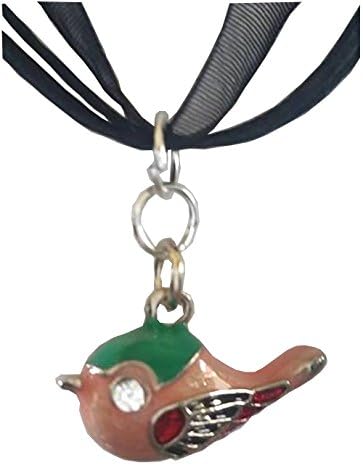 Nightingale Pendant on a Black Ribbon Choker