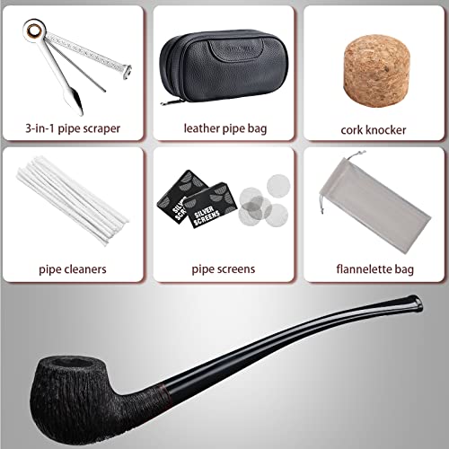 Joyoldelf Smoking Pipe, Briar Tobacco Pipe with Leather Tobacco Pipe