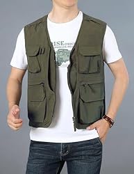 Flygo Men's Utility Cargo Vest Outdoor Summer Work