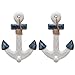 MyGift Set of 2 Blue & White Nautical Anchor Design Wall Mounted Hat Hook/Coat Towel Display Hanger