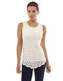 PattyBoutik Women's Lace Front Overlay Lined Tank Top