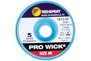 TECH SPRAY Techspray 1813-5ft Pro Wick Rosin Desoldering Braid .210 5ft on ESD Safe Spool.