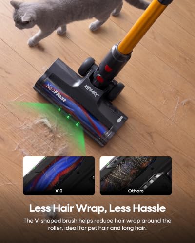 KIPMAX Cordless Vacuum Cleaner, 45KPa 450W Stick Vacuum for Pet Hair & Hardwood/Carpet, Lightweight Vacuum Cleaners, 55Min Runtime Self-Standing Anti-Tangle, Aspirateur Balai Sans (X10)