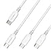 RAVPower 2-Pack USB C to USB C Charging Cables Fast Charging Functionality, Pack of 2 x Type-C to Type-C 3 ft / 0.9 m and a 6 ft / 1.8 m Power Cords for Type-C Devices (White)