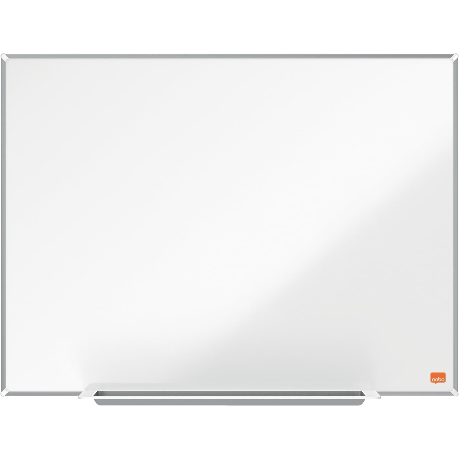 Nobo Magnetic Steel Whiteboard With Pen Tray, 600 x 450mm, Slim Trim Frame, InvisaMount Mounting System, Impression Pro, 60 x 45cm, White,1915401