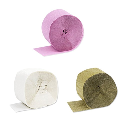 image for Coceca 12 Rolls Crepe Paper Streamers, 3 Colors, for Birthday Party, C